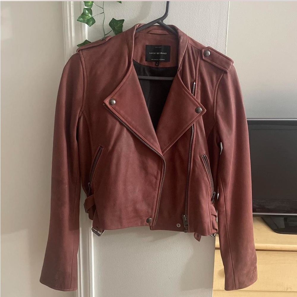 Lucky Brand Women's Leather Jacket in Deep Burgundy